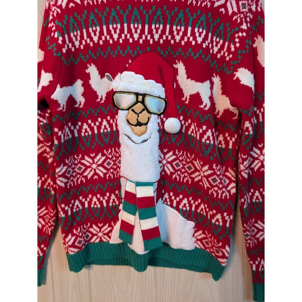 33 Degrees Llama Mutli-color Ugly Christmas Sweater Men's Size Medium Sunglasses - Picture 2 of 8